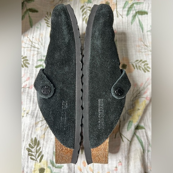 Birkenstock Boston Black Suede Soft Footbed Narrow Clogs - Picture 5 of 7